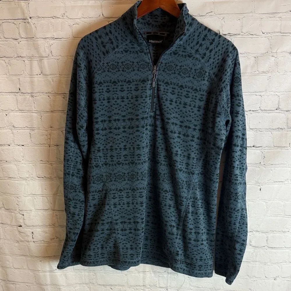 Marmot Men's Zip-Up Sweater in Blue Pattern XL